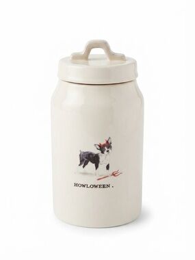 Rae Dunn “Howloween” Boston Terrier Canister 🐾👻
